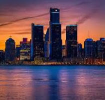 Downtown Detroit at night